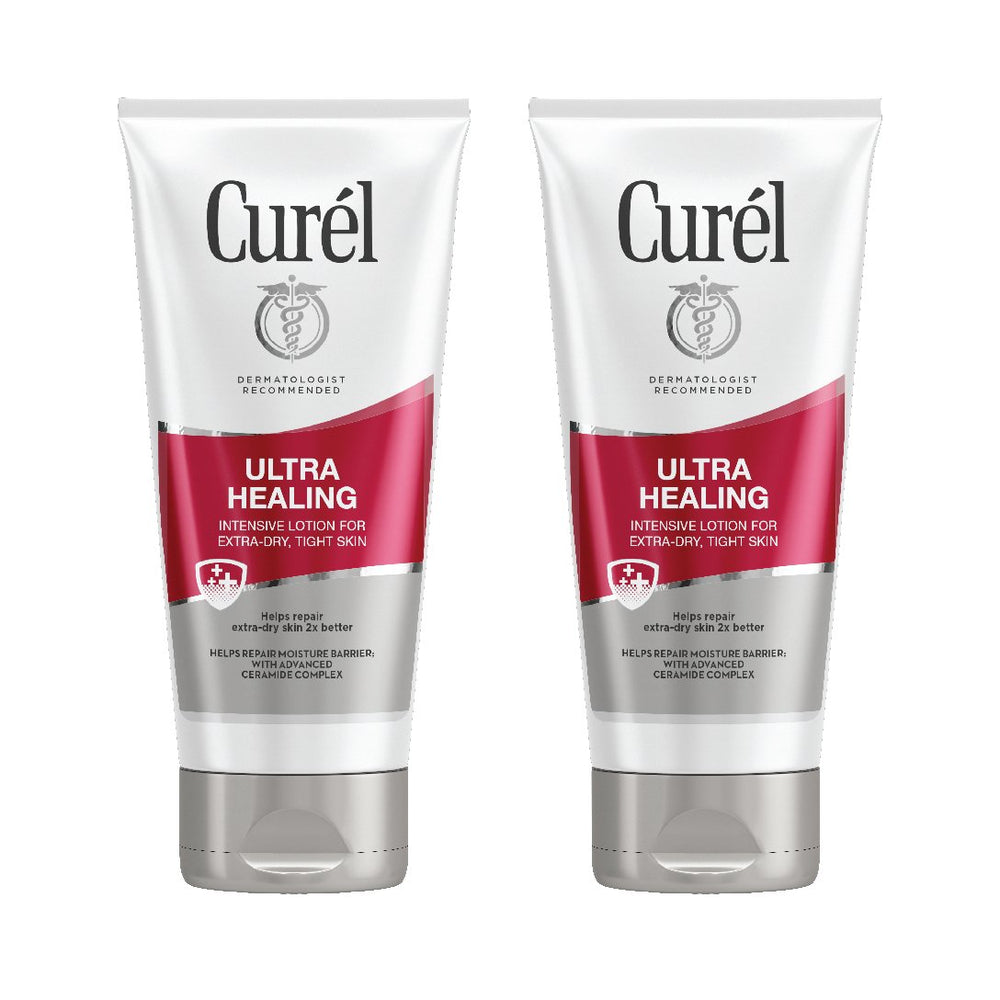 Curel Ultra Healing Lotion bottle front view showing extra-dry skin relief and fast absorption