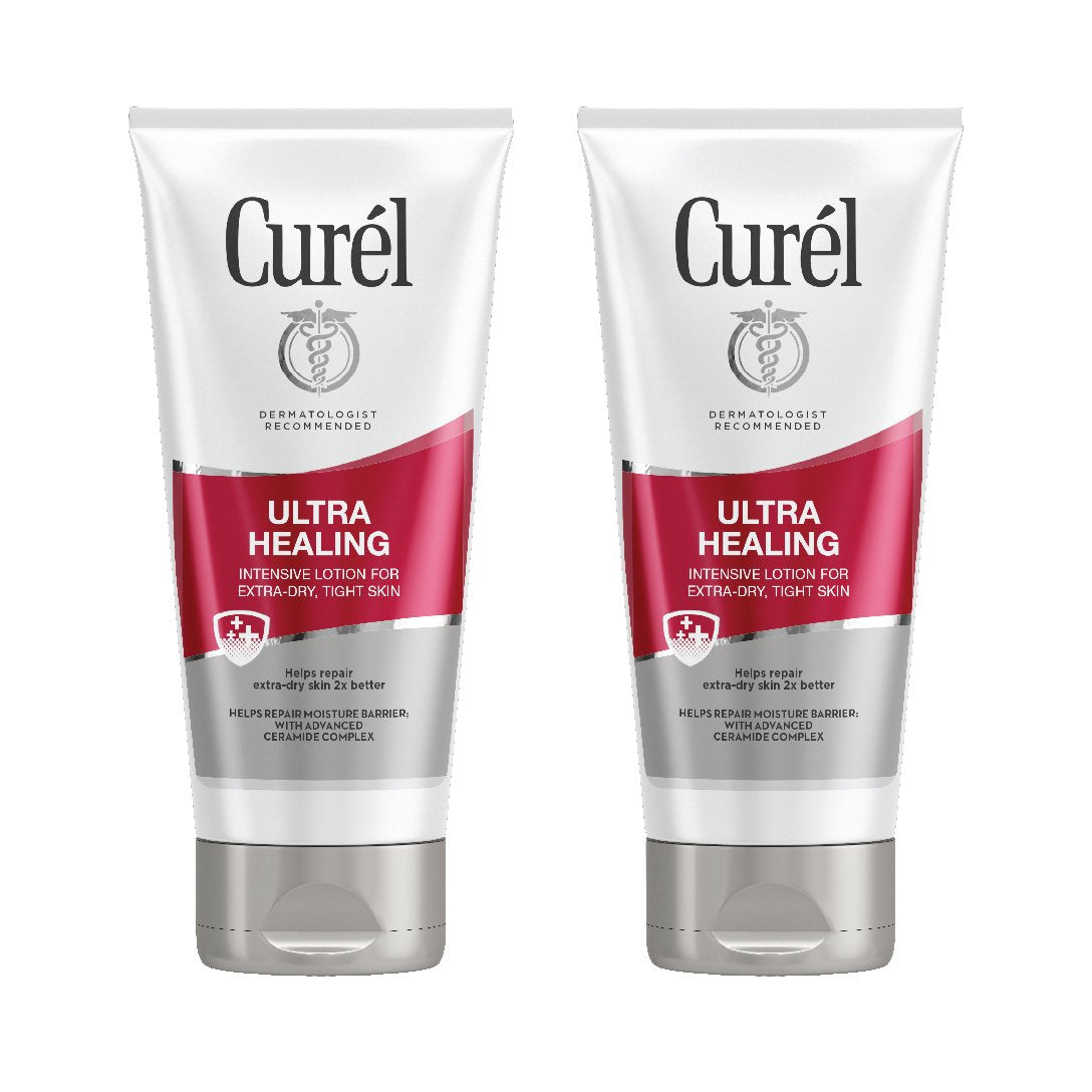 Curel Ultra Healing Lotion bottle front view showing extra-dry skin relief and fast absorption