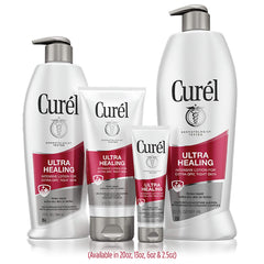 Curel Ultra Healing Lotion container highlight showing Advanced Ceramide Complex benefits