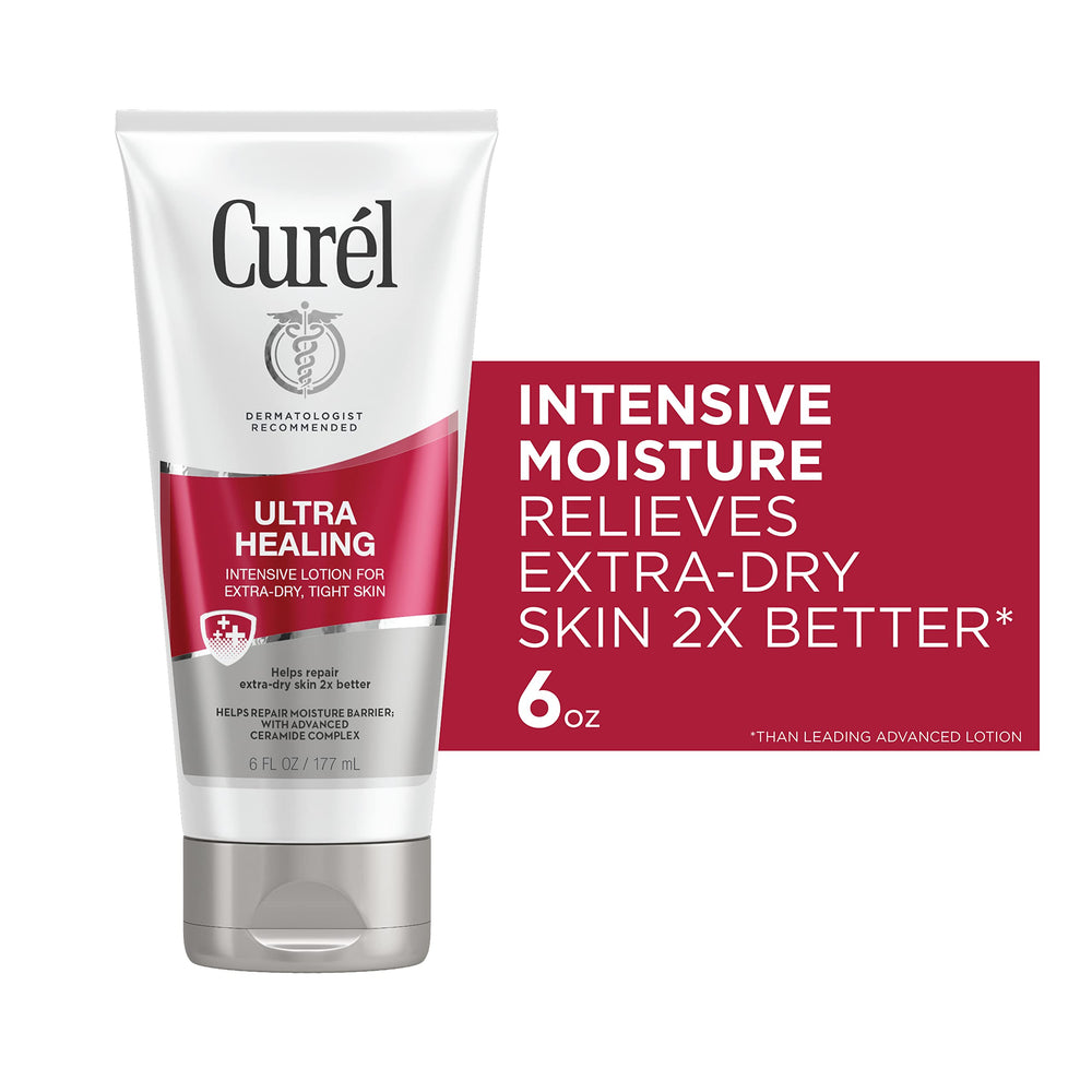 Curel Ultra Healing Lotion quick-absorption texture close-up emphasizes non-greasy feel