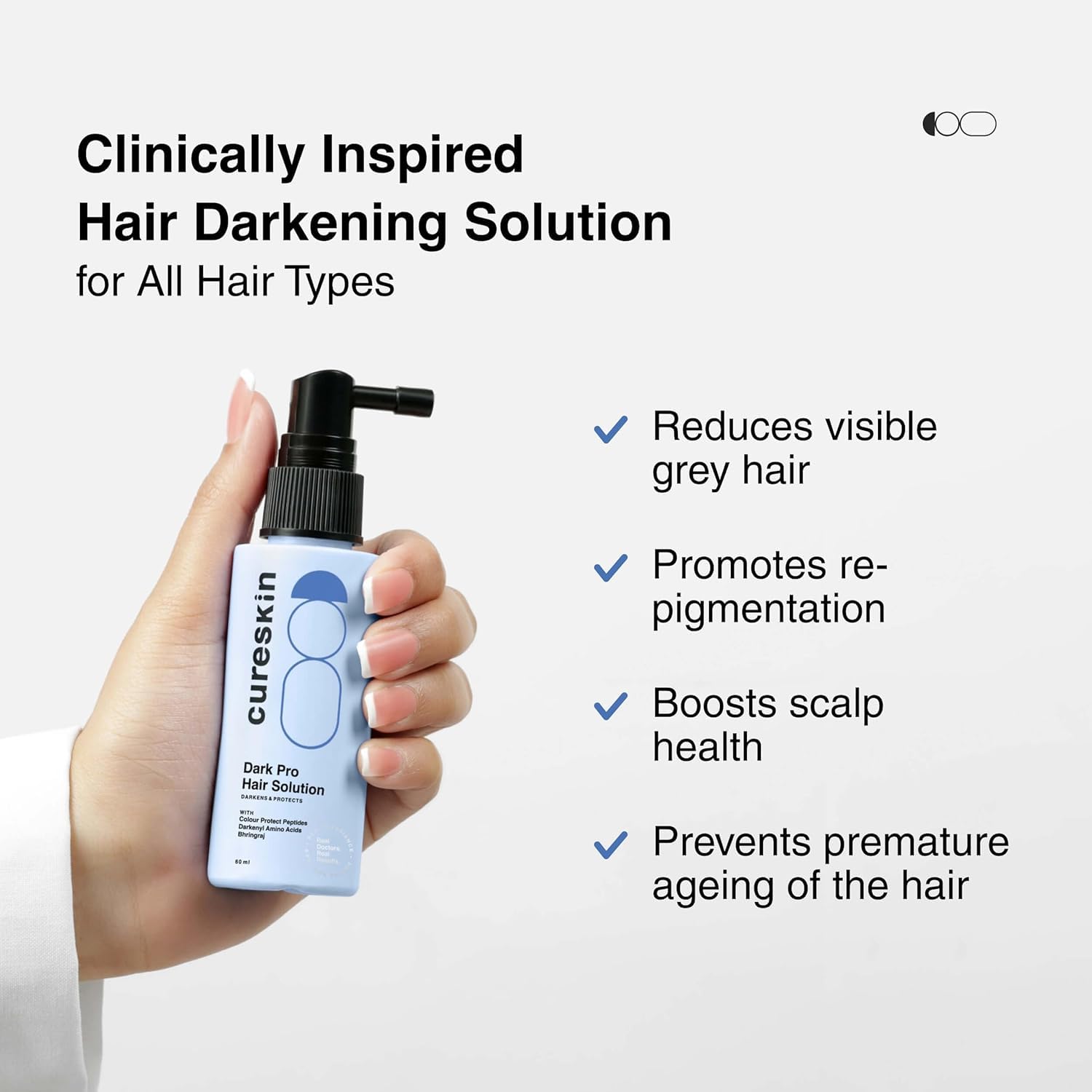 Cureskin Anti Grey Hair Serum applying demonstrates easy daily use for color appearance