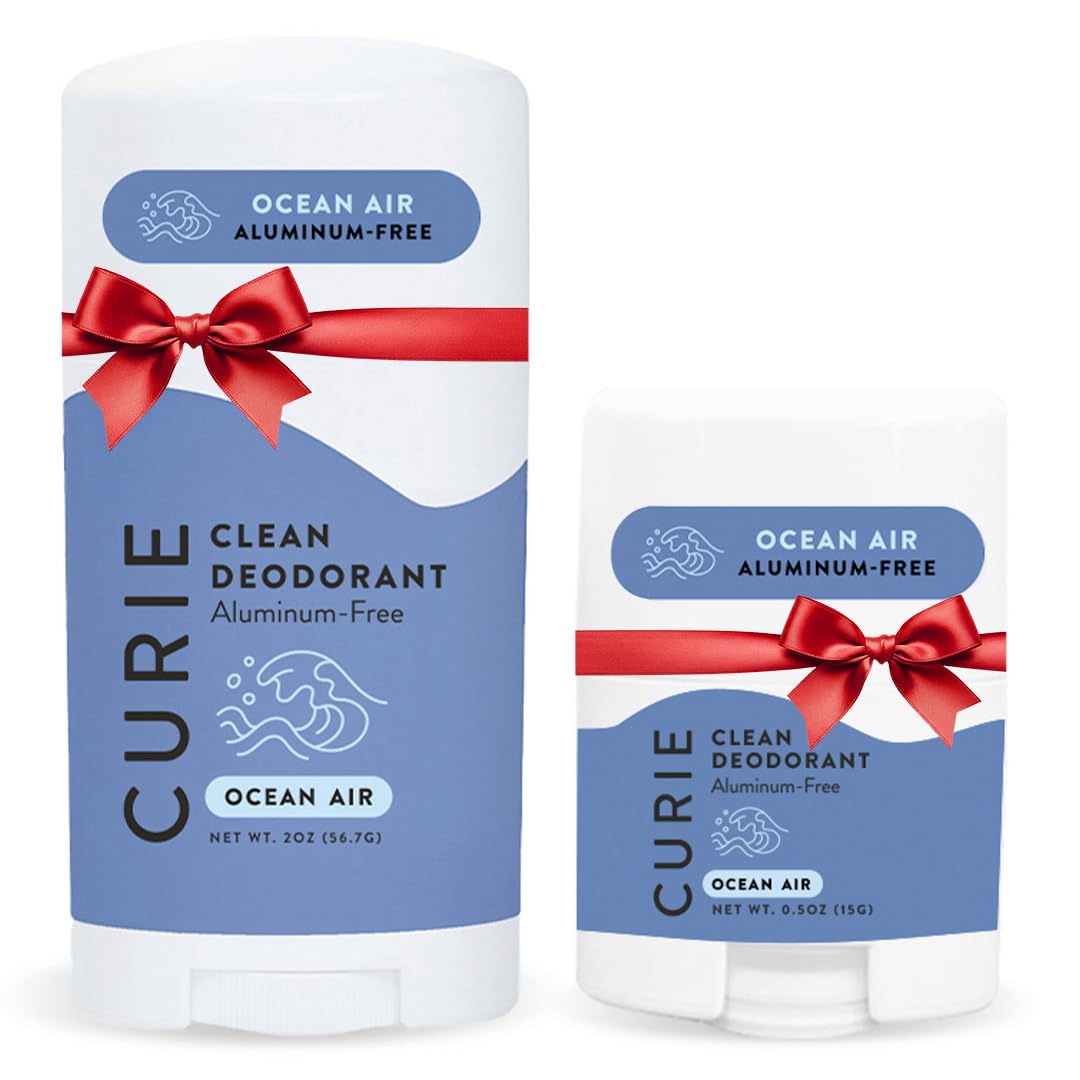 Curie Ocean Air deodorant stick offers aluminum-free odor protection for workouts.