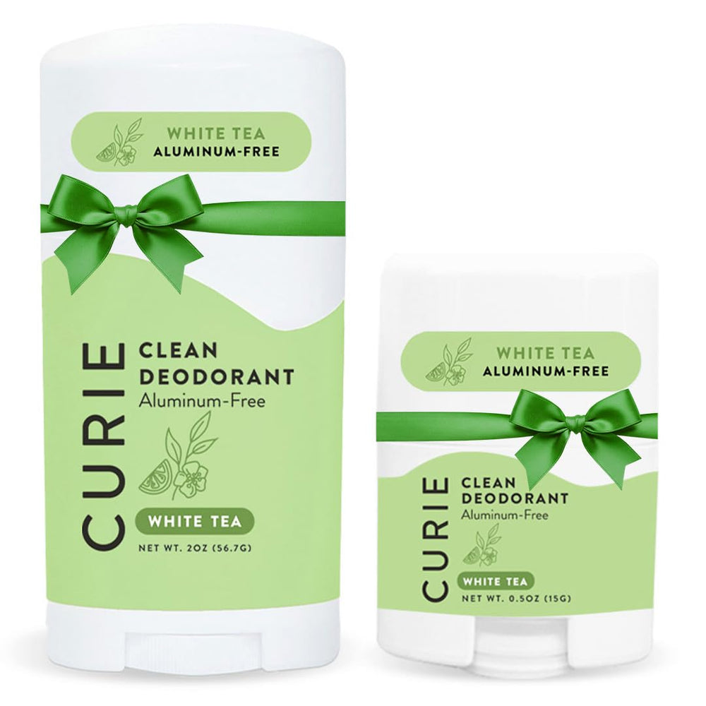 Curie White Tea deodorant stick provides all-day freshness without aluminum.