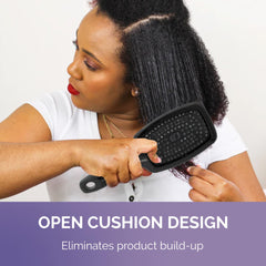 Curl Keeper Flexy Brush used on wigs and extensions for tangle-free styling