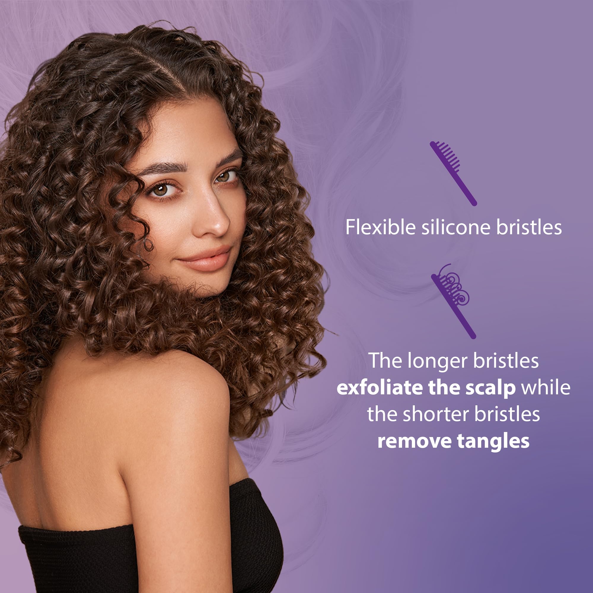 Curl Keeper Flexy Brush turquoise in shower for detangling with conditioner