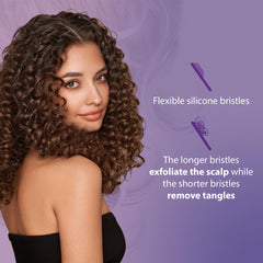 Curl Keeper Flexy Brush turquoise in shower for detangling with conditioner