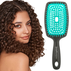 Curl Keeper Flexy Brush turquoise with open cushion design for easy detangling in the shower