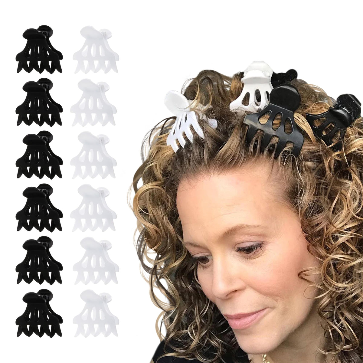 Curl Keeper Roller Jaw Clamps close-up showing secure curl lift at roots for volume