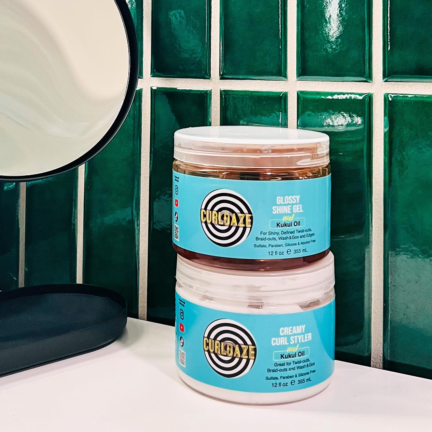 Curldaze Glossy Shine Gel for braid-outs creates smooth, frizz-free texture and shine.