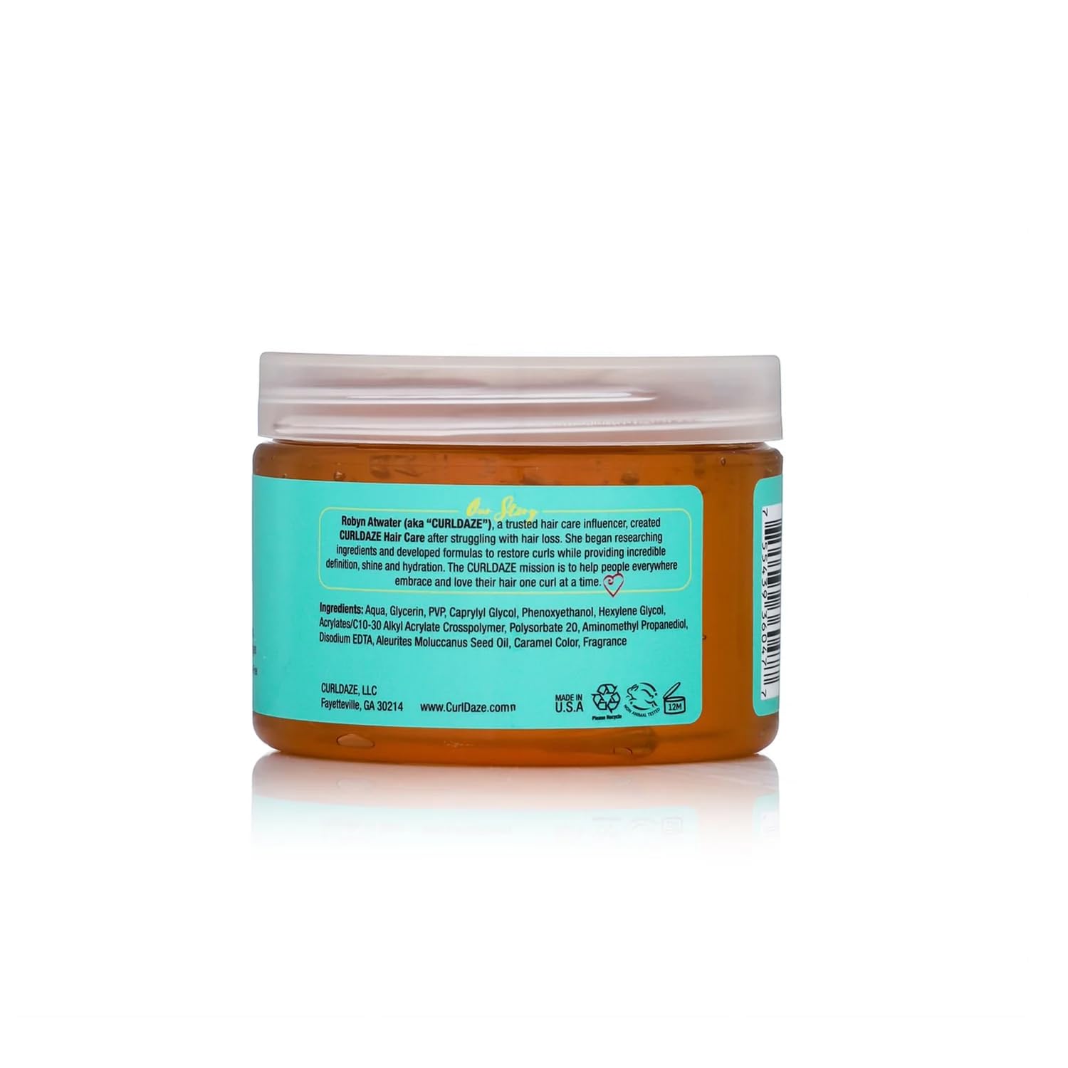 Curldaze Glossy Shine Gel travel-friendly tub for on-the-go moisture and shine.