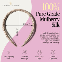 Curlfriend Collective Gray Daze headband with glasses demonstrates slip-free fit with eyewear