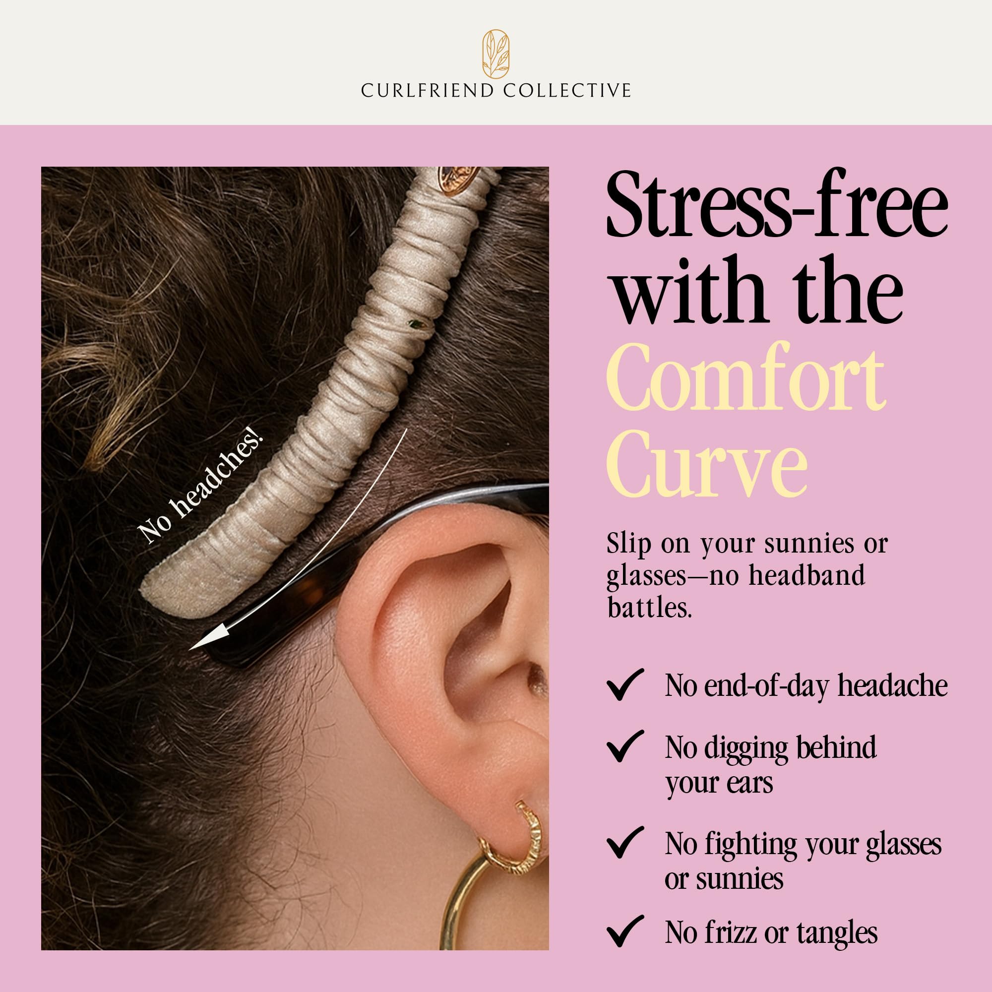 Curlfriend Collective Gray Daze close-up reveals premium silk wrap on textured hair