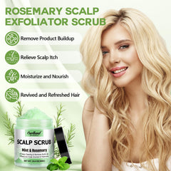 Curlland mint-oil-sea-salt-blend bottle showing soothing relief for itchy scalp.