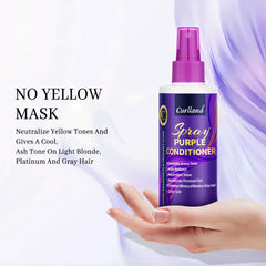 Curlland Purple Leave-In Conditioner Spray dispensing action—easy spray for quick daily haircare.