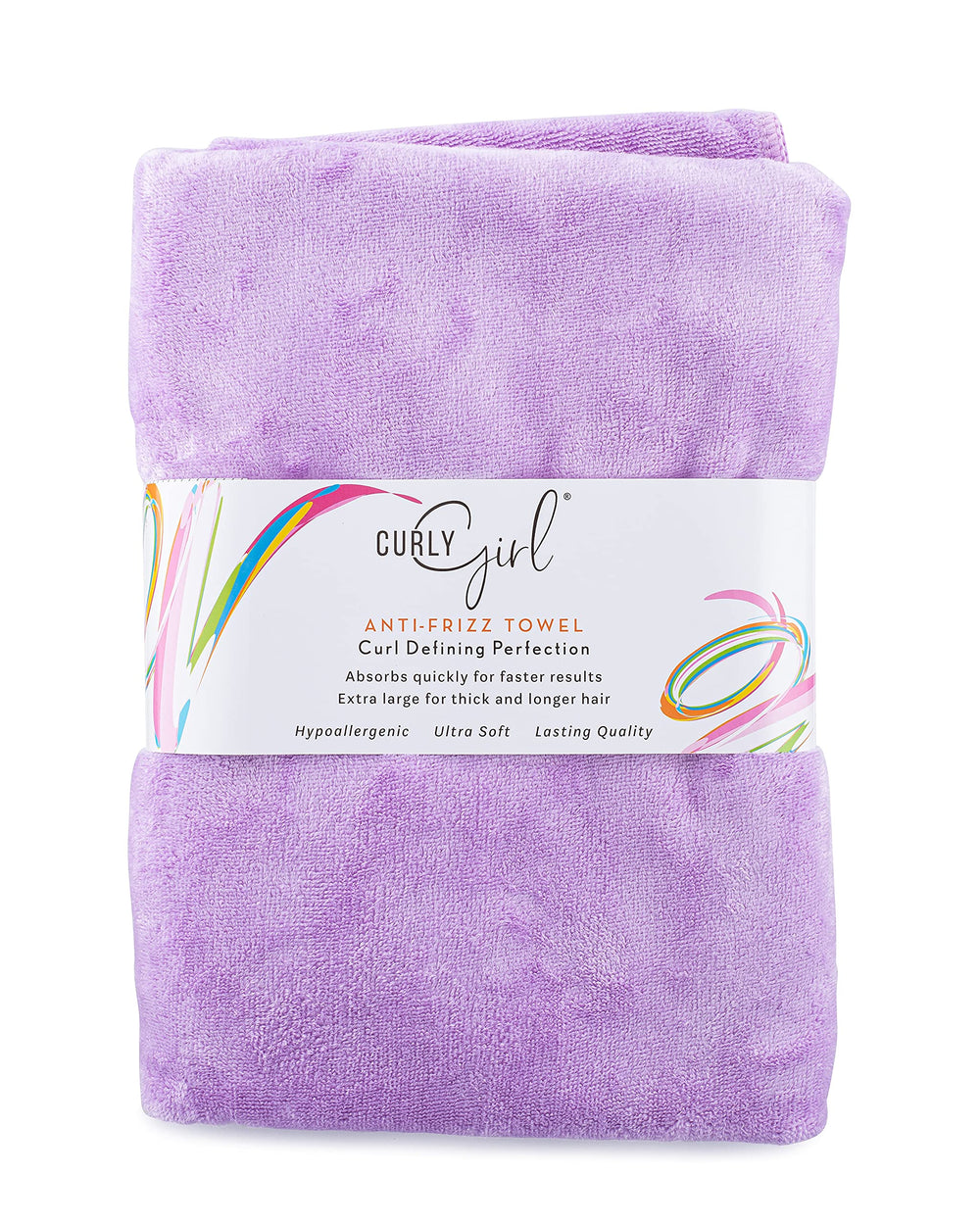 Curly Girl towel flat-microfiber close-up highlighting plush absorbent fabric for curls.