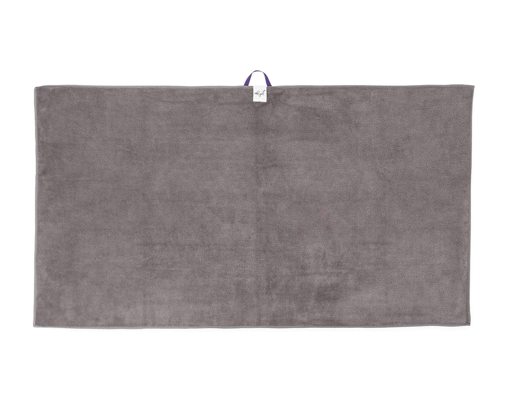 Curly Girl towel for curly hair shows roomy wrap to reduce frizz and breakage.