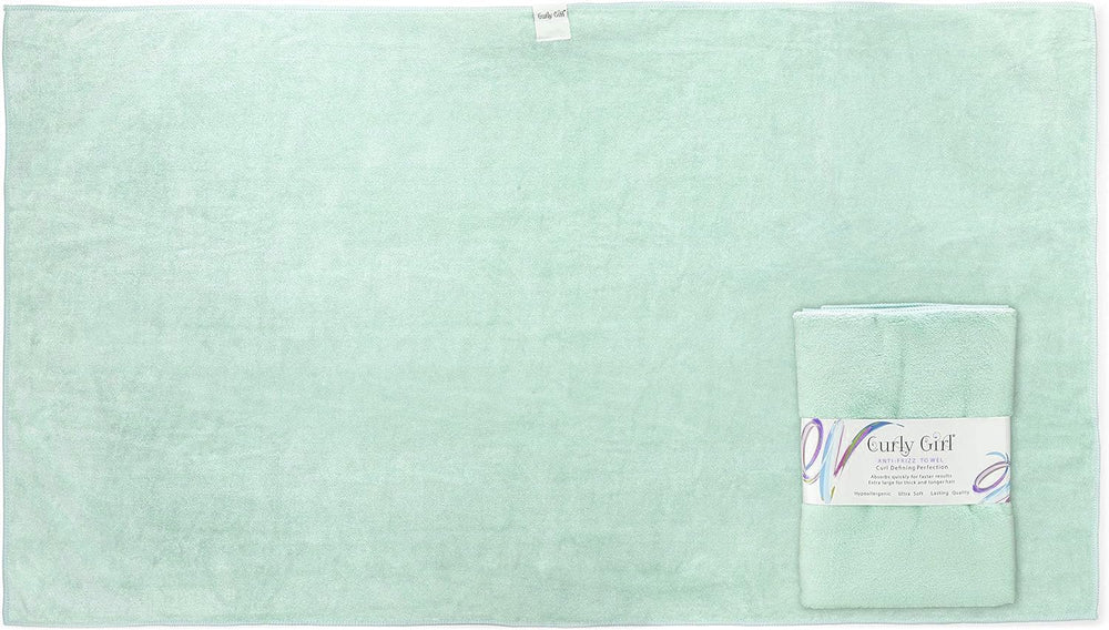 Curly Girl towel packaging flat lay highlights curl care accessory.