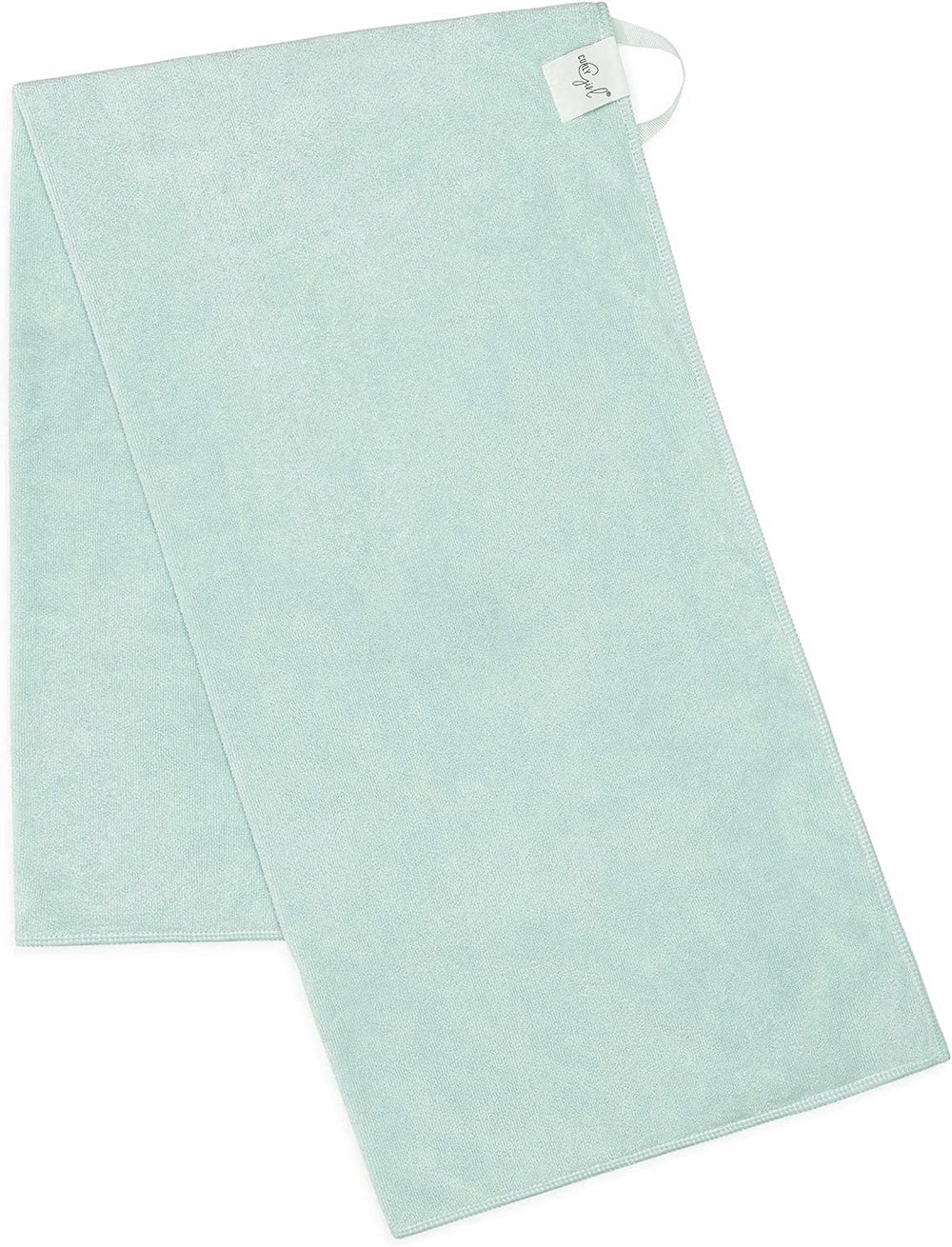 Curly Girl towel in-use showing gentle moisture removal without rough rubbing.