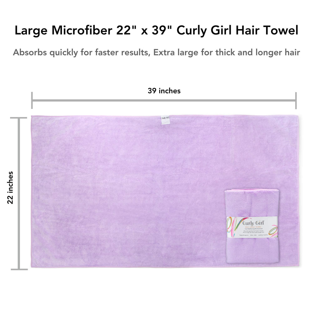 Curly Girl towel-wrap-around-hair shows head wrap for gentle drying.