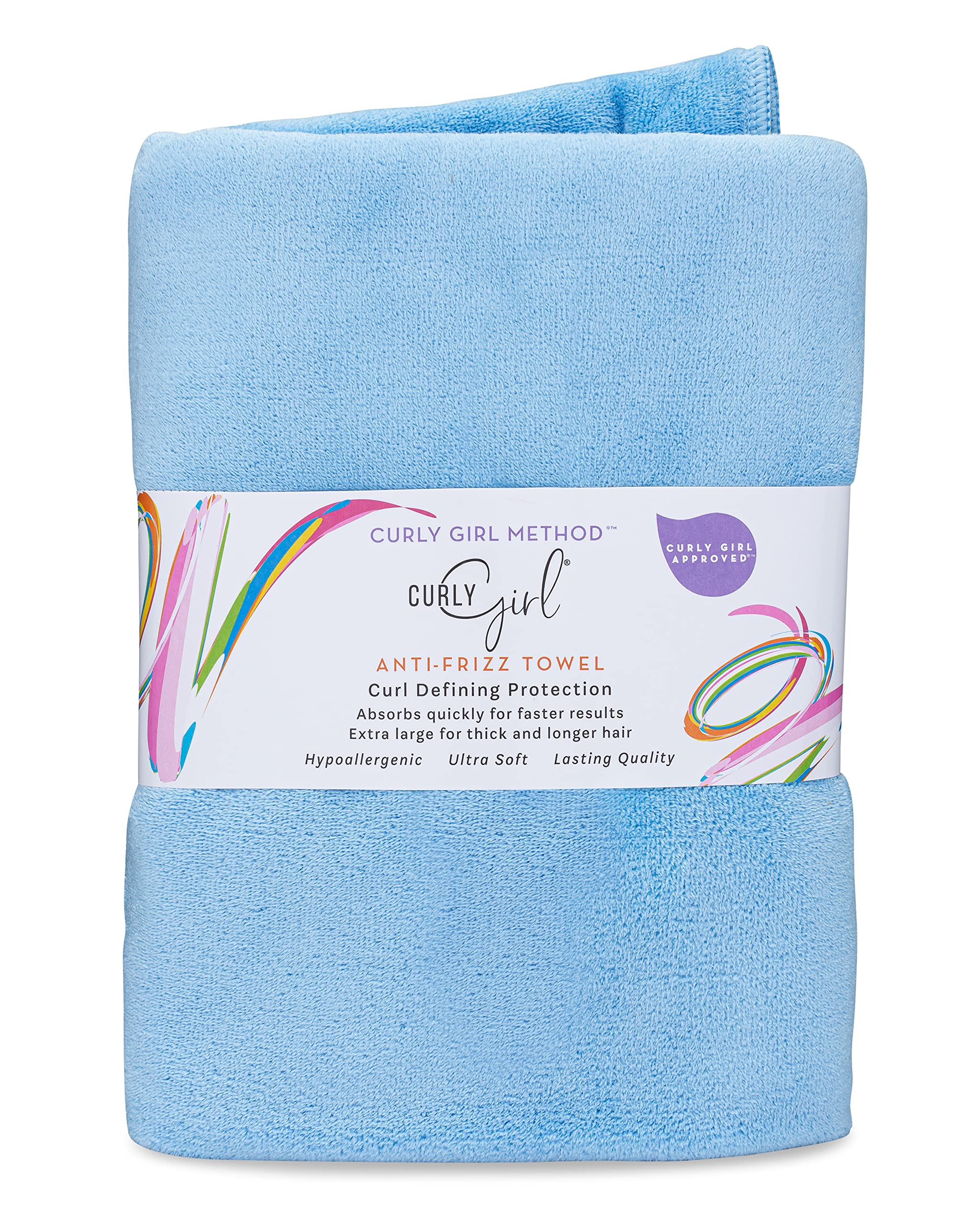 Curly Girl towel anti-frizz close-up shows microfiber absorption for quick dries.