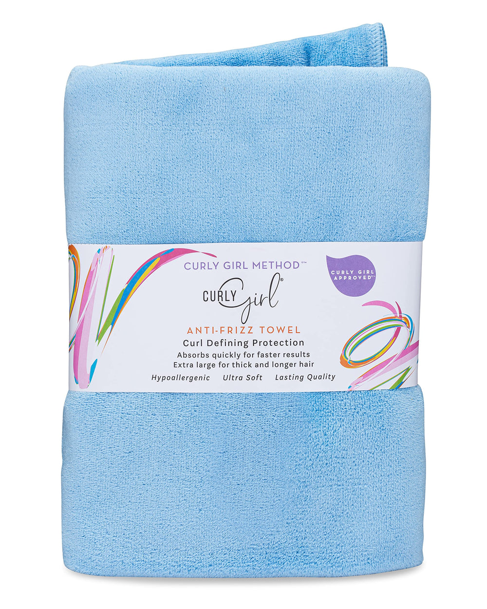 Curly Girl towel anti-frizz close-up shows microfiber absorption for quick dries.
