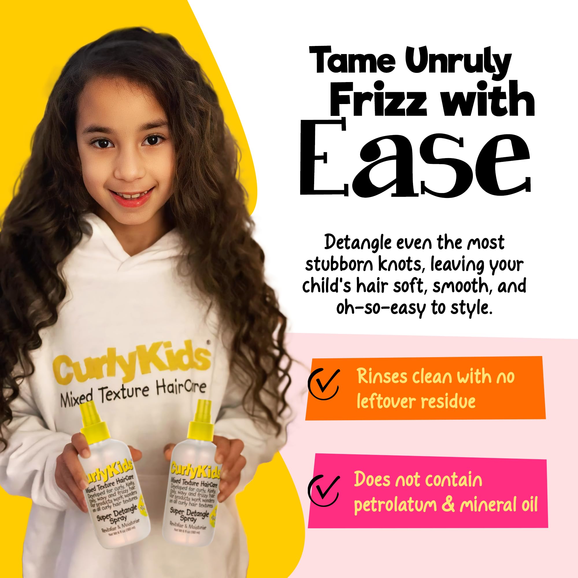 CurlyKids curly gel with a dispense cap adds light hold for ponytails and braids.