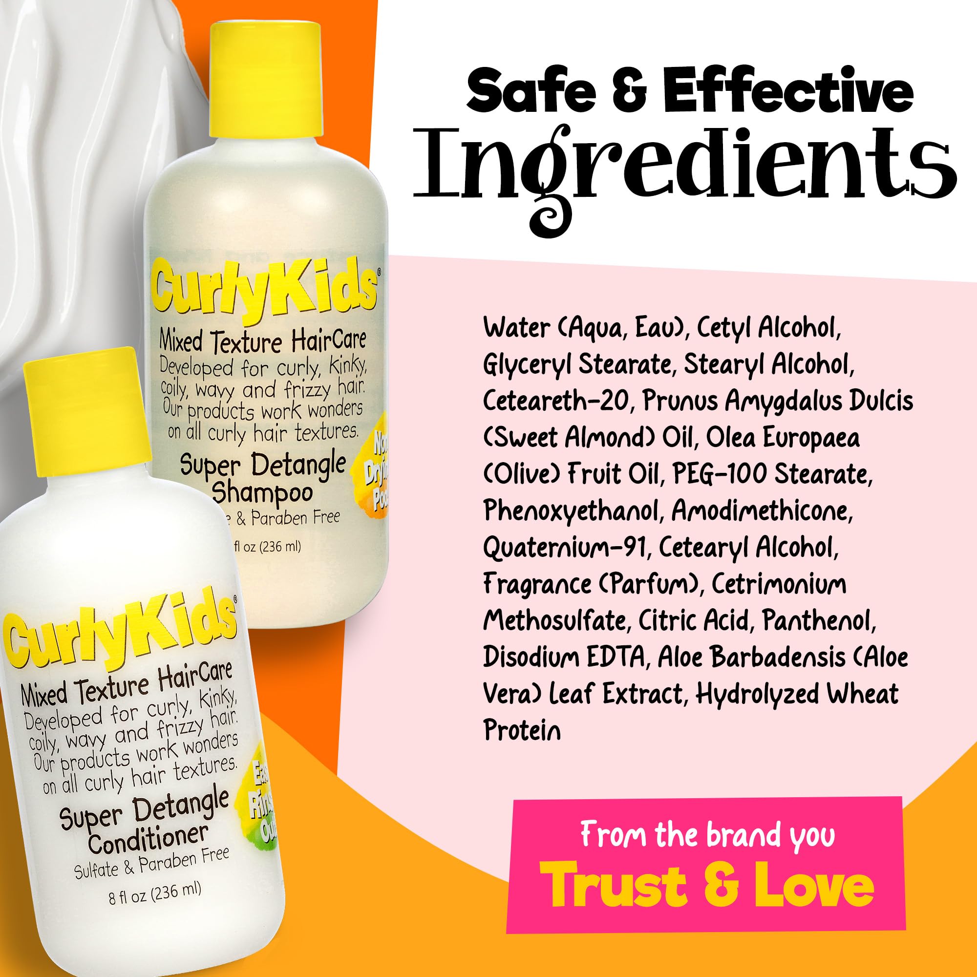 CurlyKids frizz-control curls closeup—shiny, defined ringlets