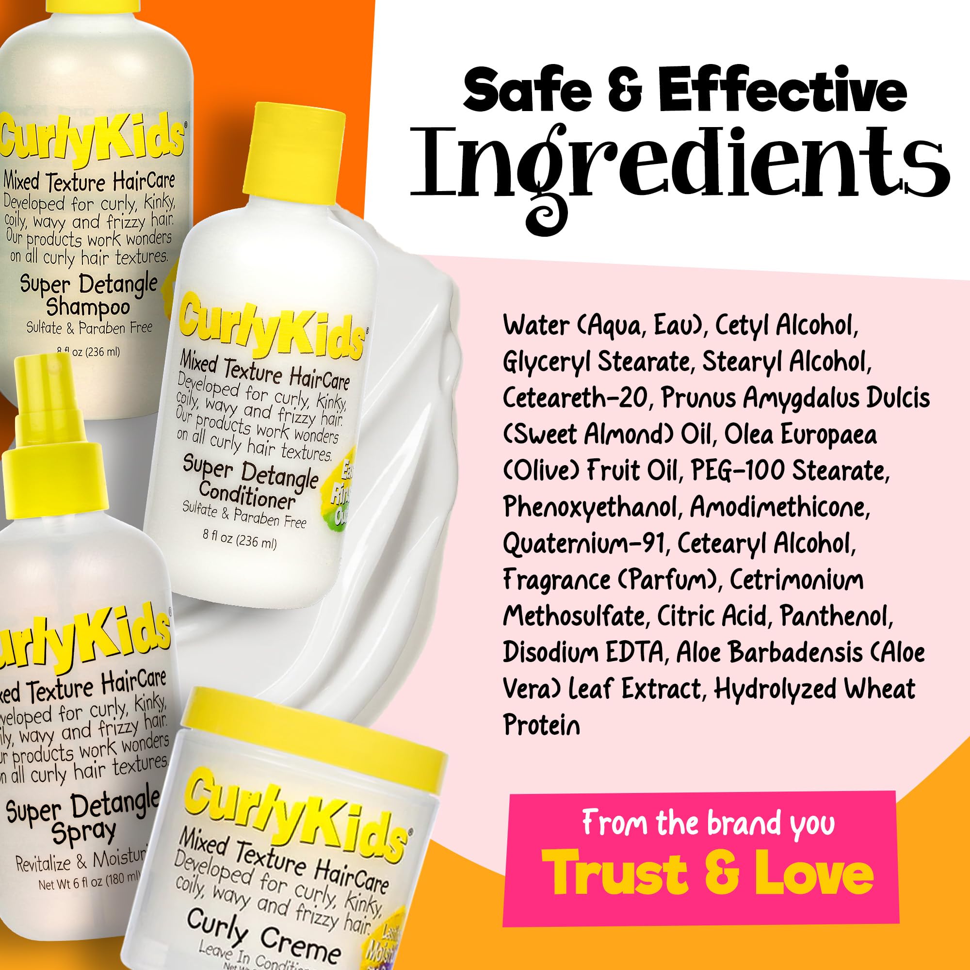 CurlyKids label closeup emphasizes sulfate- and paraben-free formula