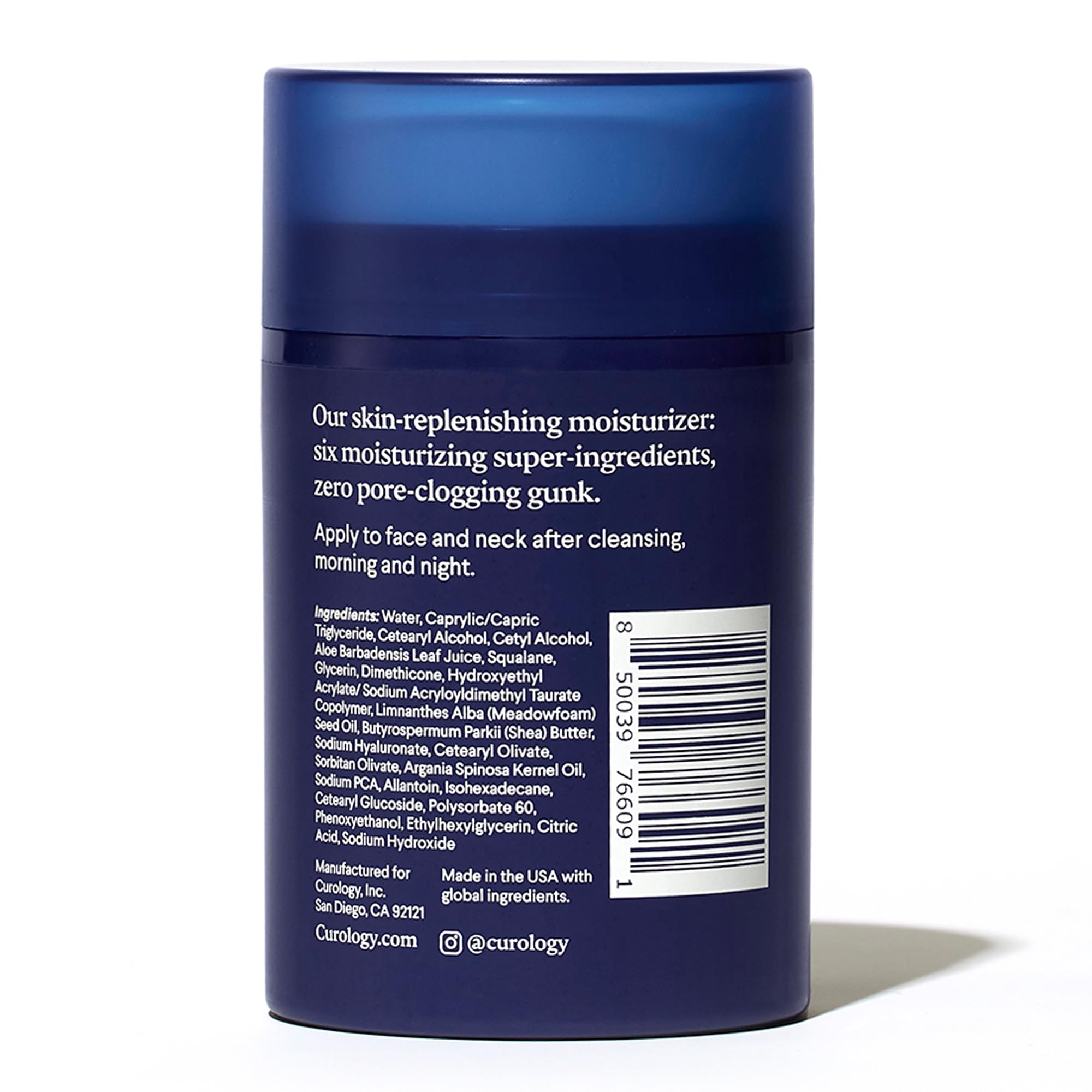 Curology Cream Moisturizer packaging displaying Leaping Bunny certification seal.