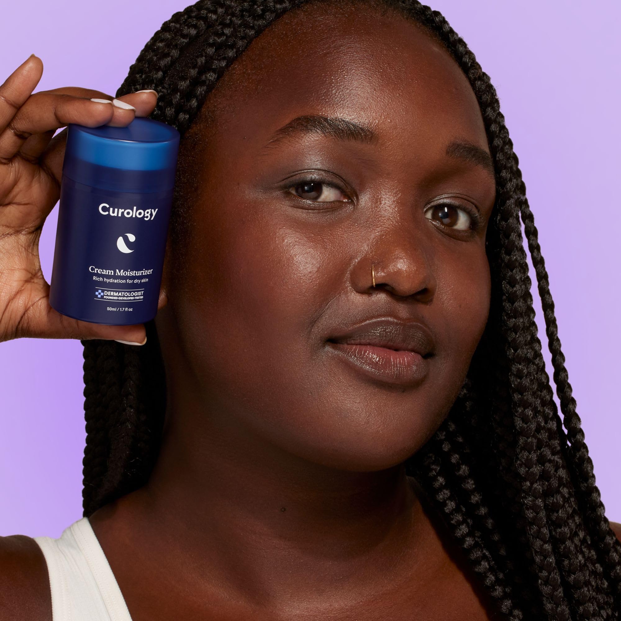Curology Cream Moisturizer texture closeup reveals creamy, non-greasy finish.