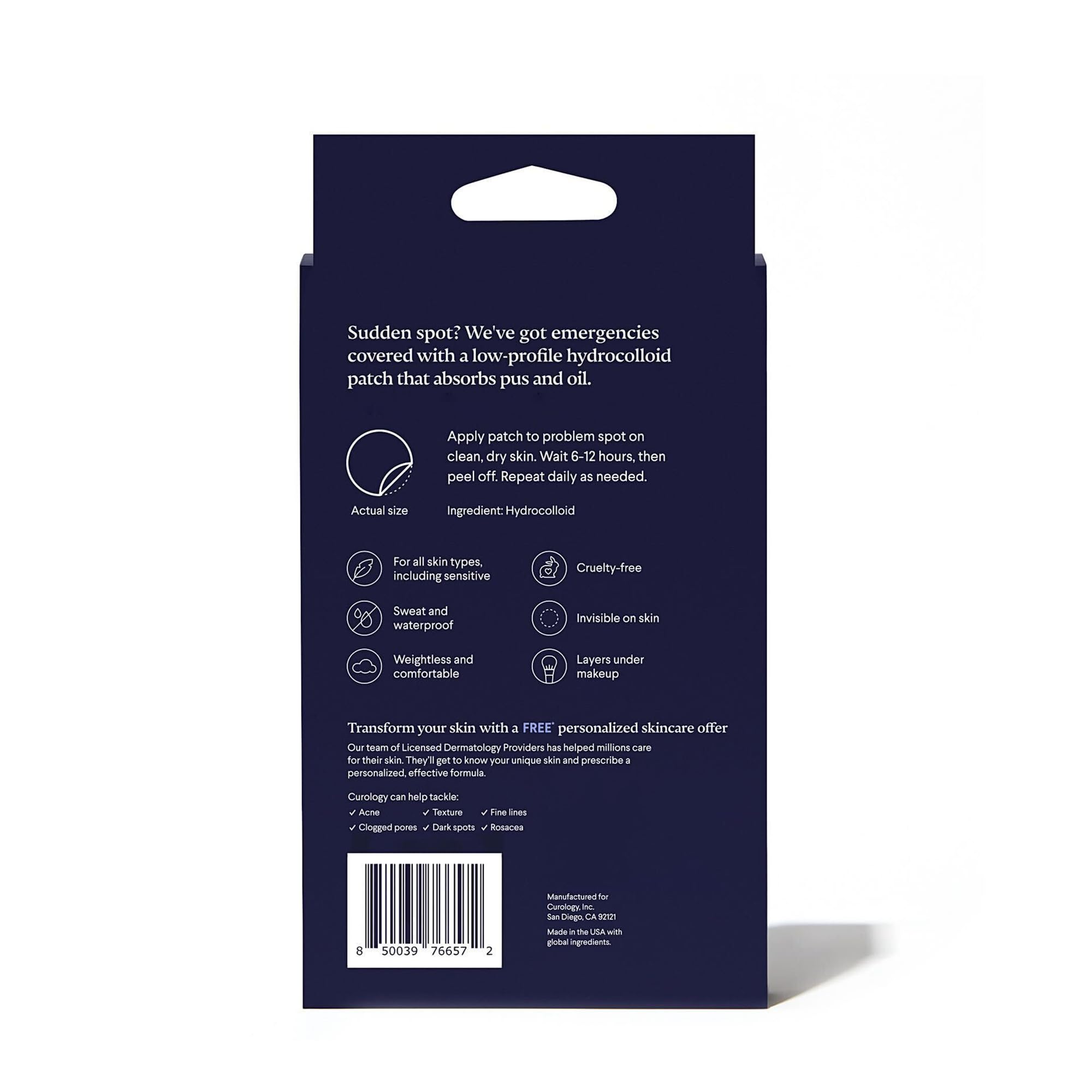 Curology Emergency Spot Patches during workout stay sweat-proof and secure.