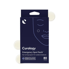 Curology Emergency Spot Patches packaging shows an 80 count box for gifting
