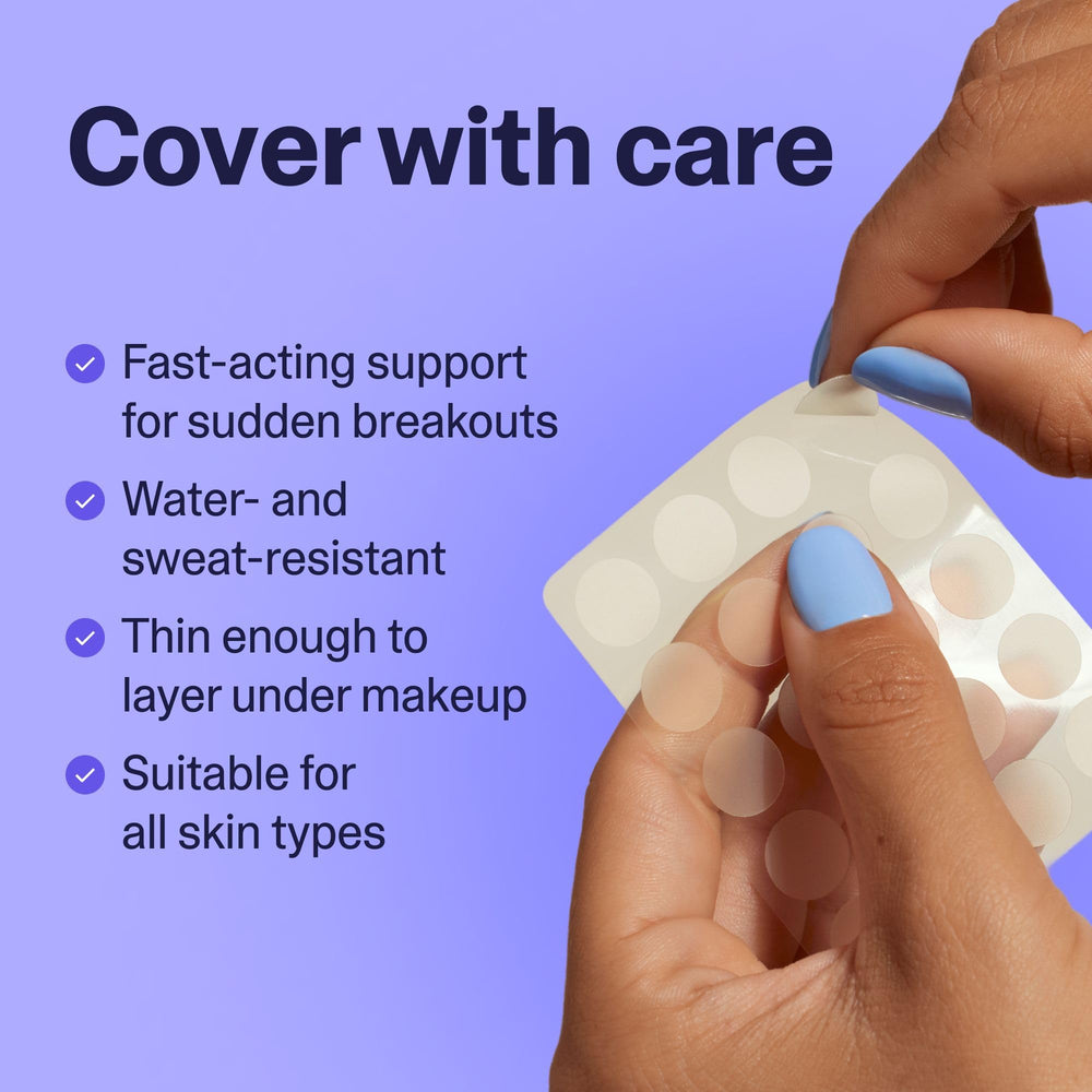 Curology Emergency Spot Patches under makeup stay discreet while running errands.