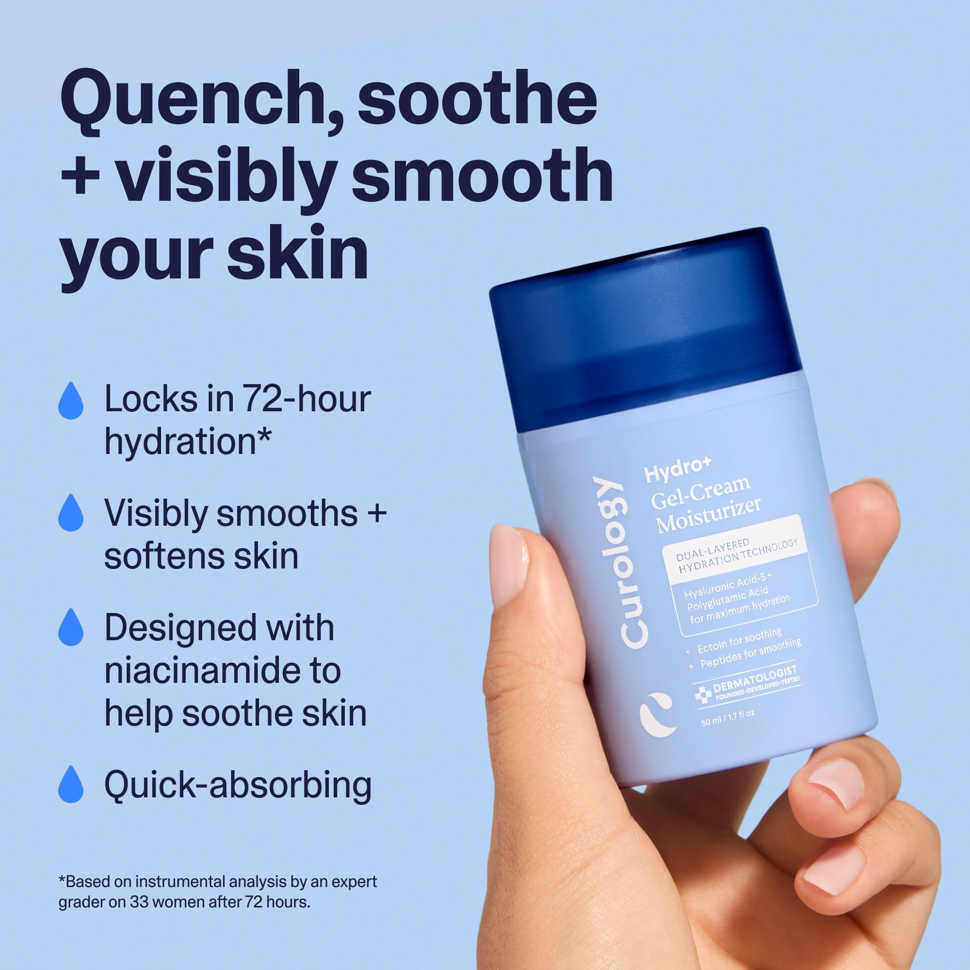 Curology Hydro+ Gel Cream texture closeup showing lightweight gel-cream feel