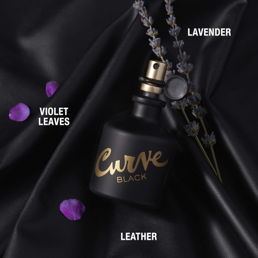 Curve Black spray on wrist to optimize scent release.