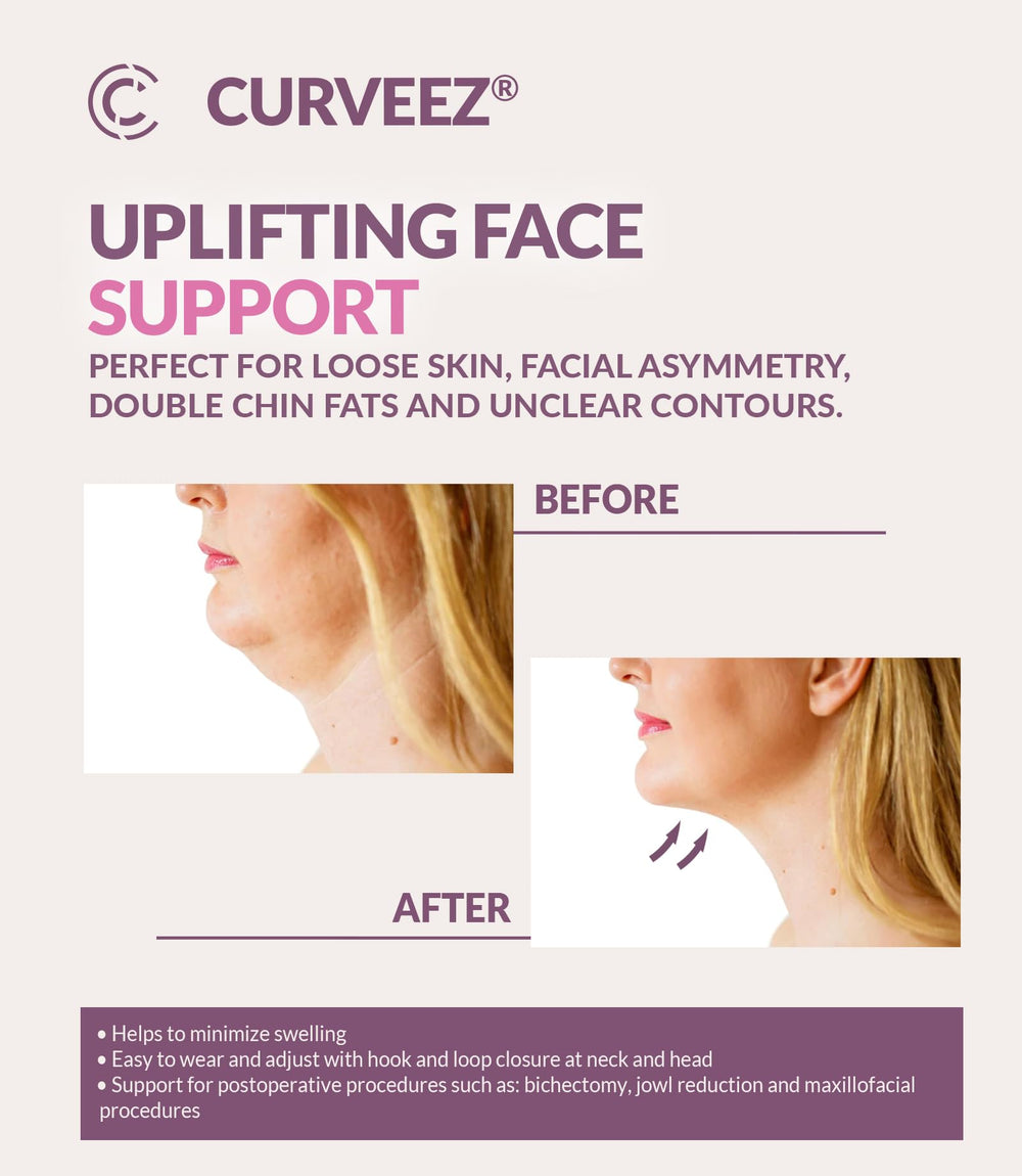 CURVEEZ face-toning-belt worn to illustrate gentle night-time compression