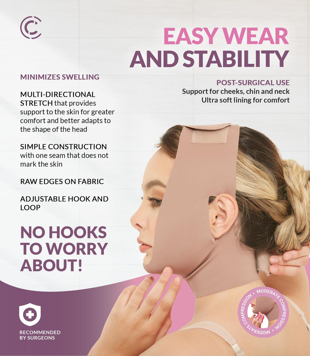 CURVEEZ faja colombiana mentonera demonstrates targeted facial compression