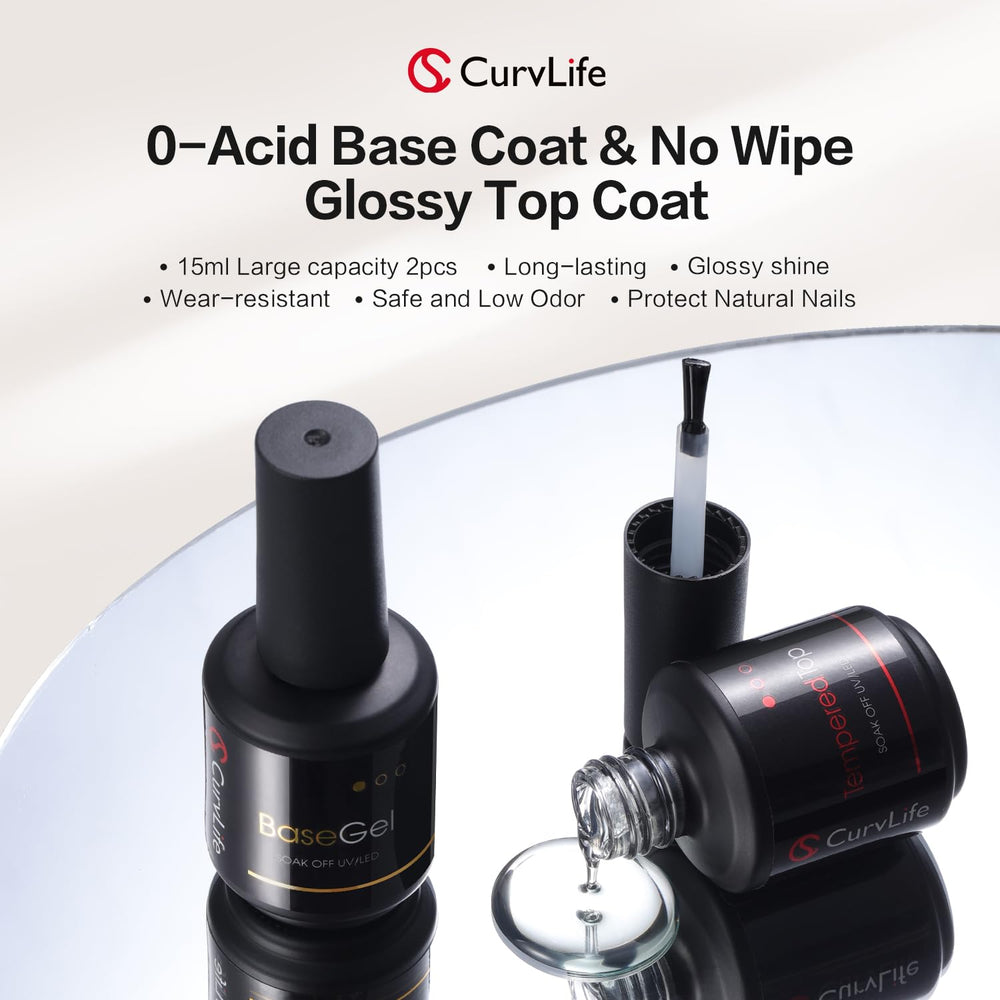 CurvLife base coat close-up shows smooth, long-lasting gloss.