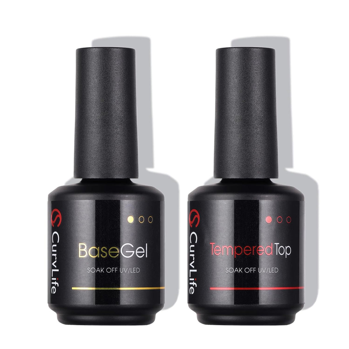 CurvLife bottle no-wipe top coat demonstrates durable glossy nails.