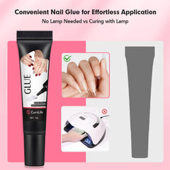 CurvLife quick-dry glue ensures 10-second set for efficient at-home manicures.