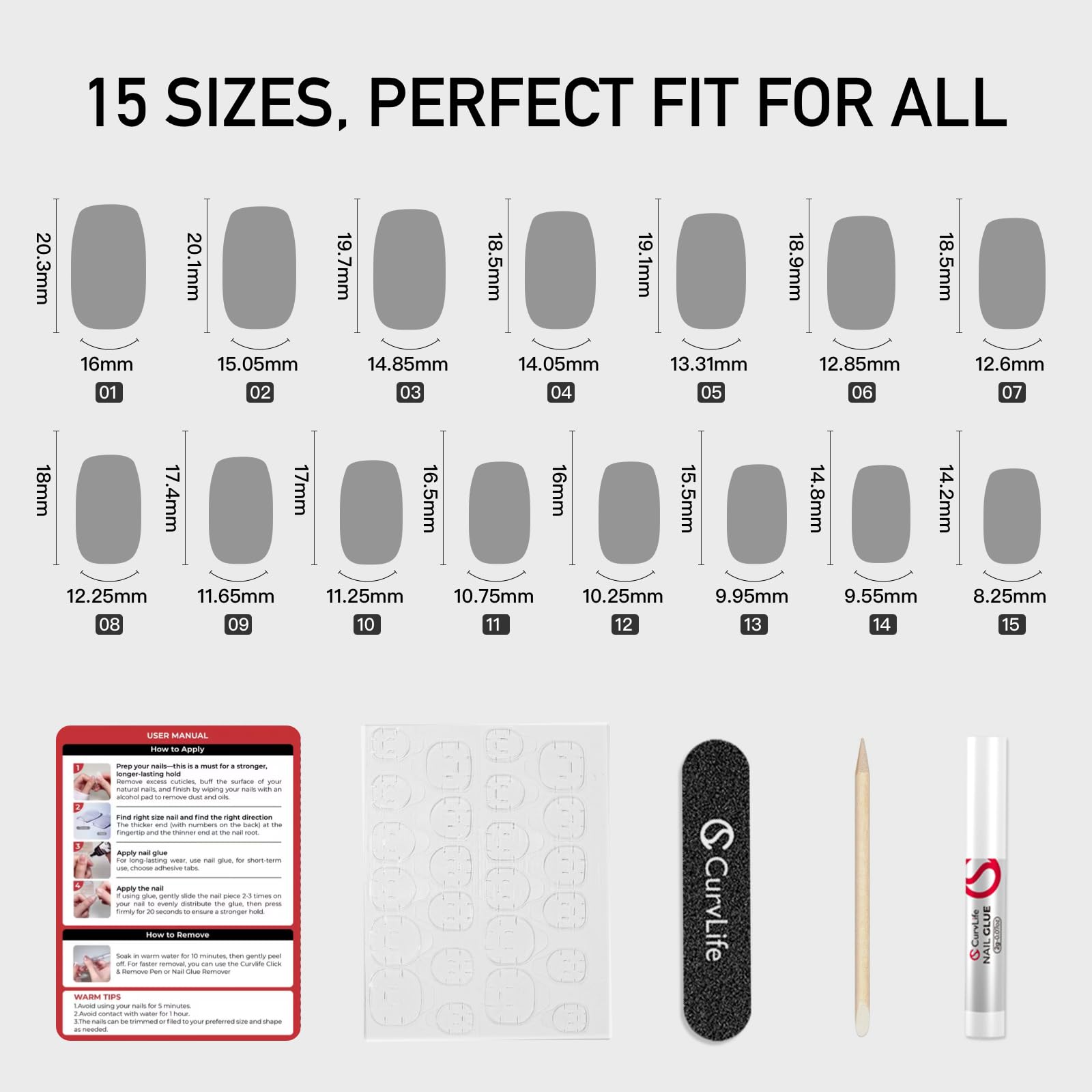 Curvlife glue-tabs-file-set enables flexible wear and quick changes at events