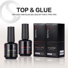 CurvLife packaging no-wipe top coat set highlights at-home salon convenience.
