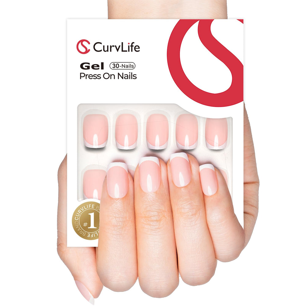 Curvlife soft gel press-on nails close-up showing smooth gel finish for a natural look.