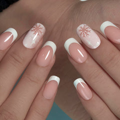 Curvlife glossy snowflake French Short nails show salon-like durability