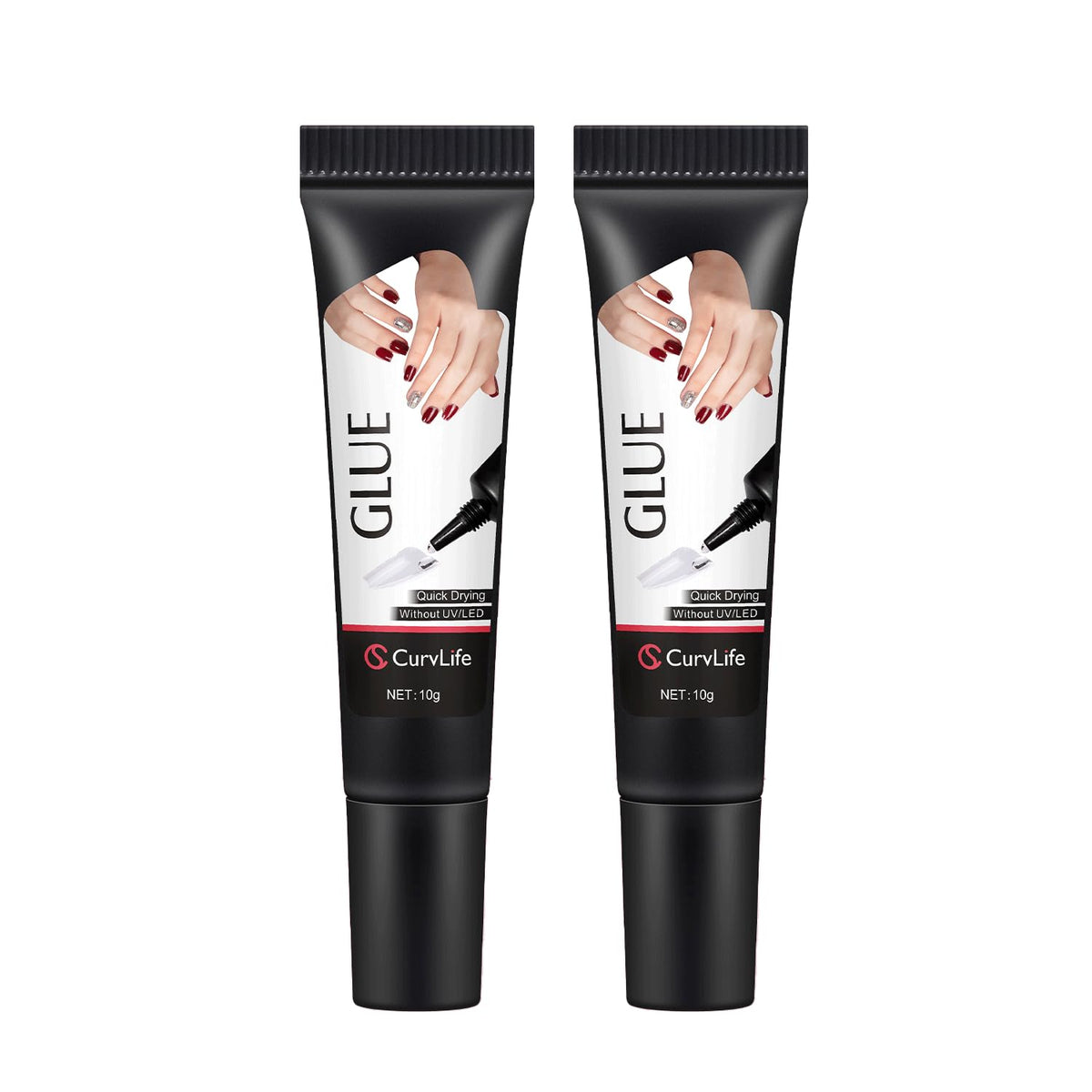 CurvLife upgraded 10g semi-solid nail glue packshot shows bottle and packaging for durable adhesion