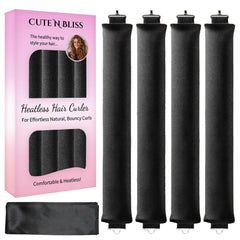 CUTE N BLISS heatless curlers set with satin scarf for overnight damage-free curls.