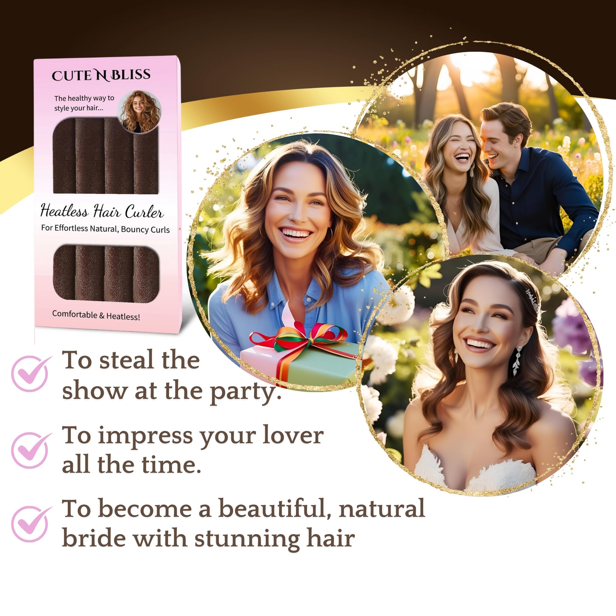 Cute N Bliss jumbo flexi rods shown for quick, voluminous curls without heat.