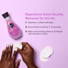 Cotton pad with remover soaked showing Cutex effectiveness and gentle application