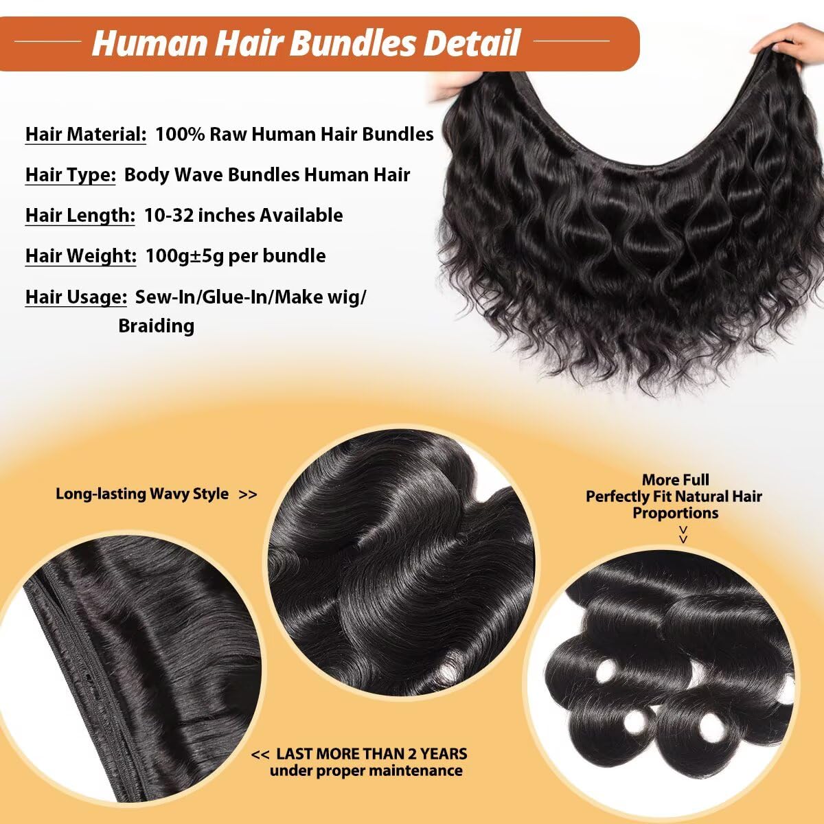 Cuzuzu body-wave 22-inch natural black close-up demonstrates easy blending