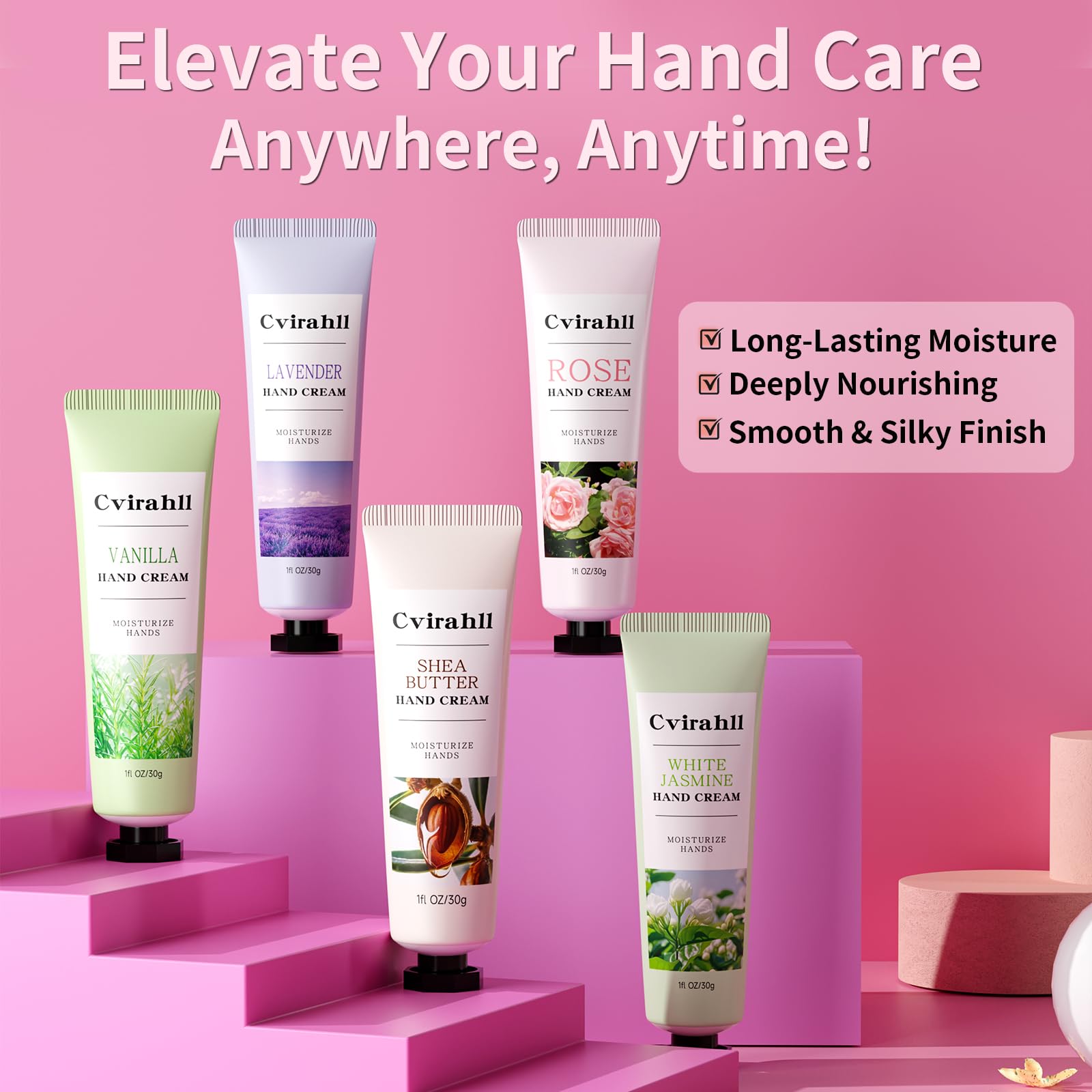 Cvirahll jasmine hand cream tube with light fragrance and fast absorption.